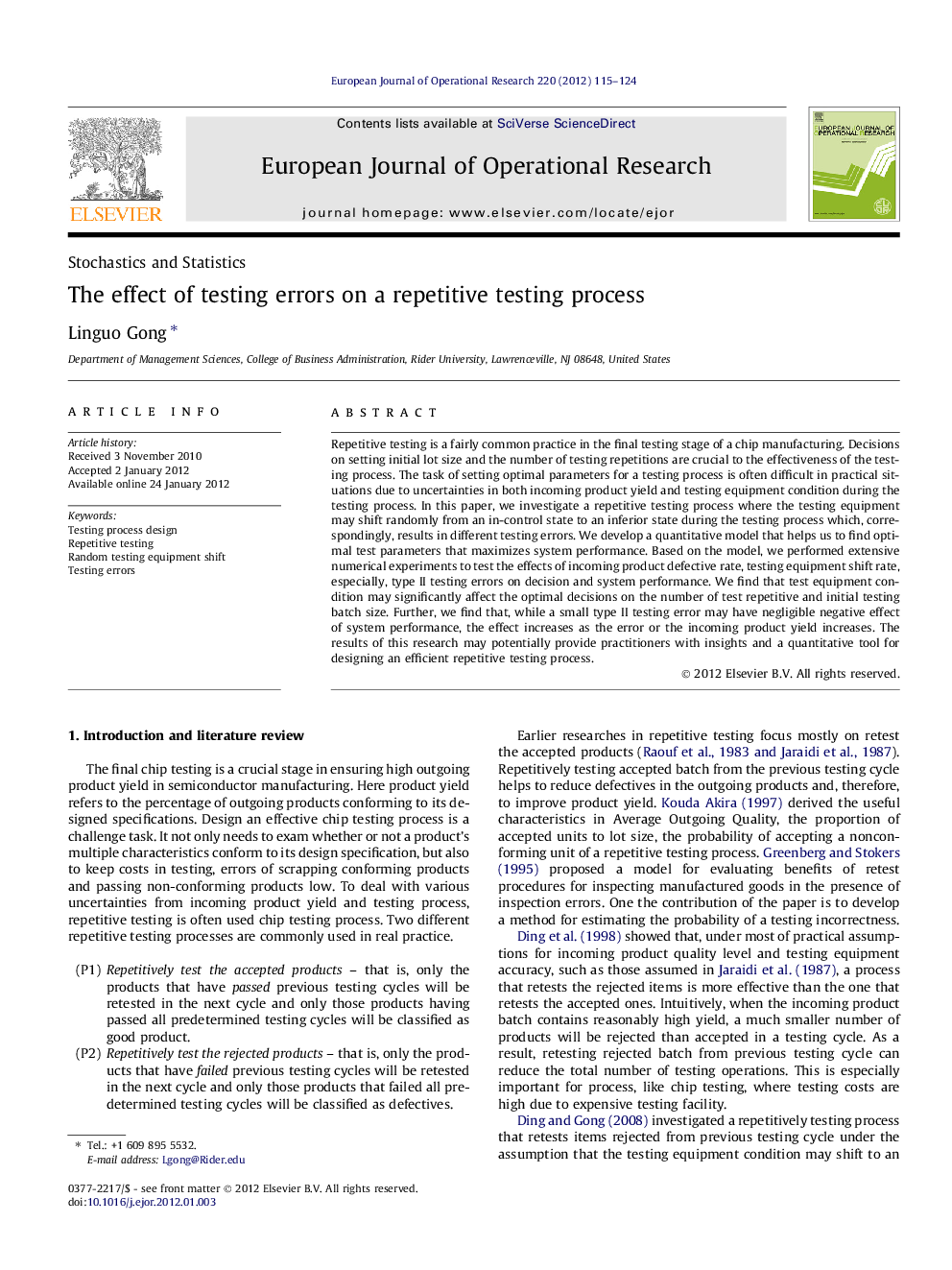 The effect of testing errors on a repetitive testing process