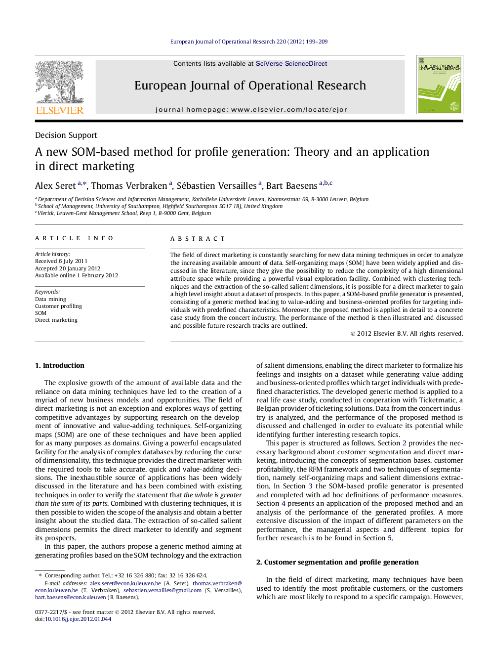 A new SOM-based method for profile generation: Theory and an application in direct marketing