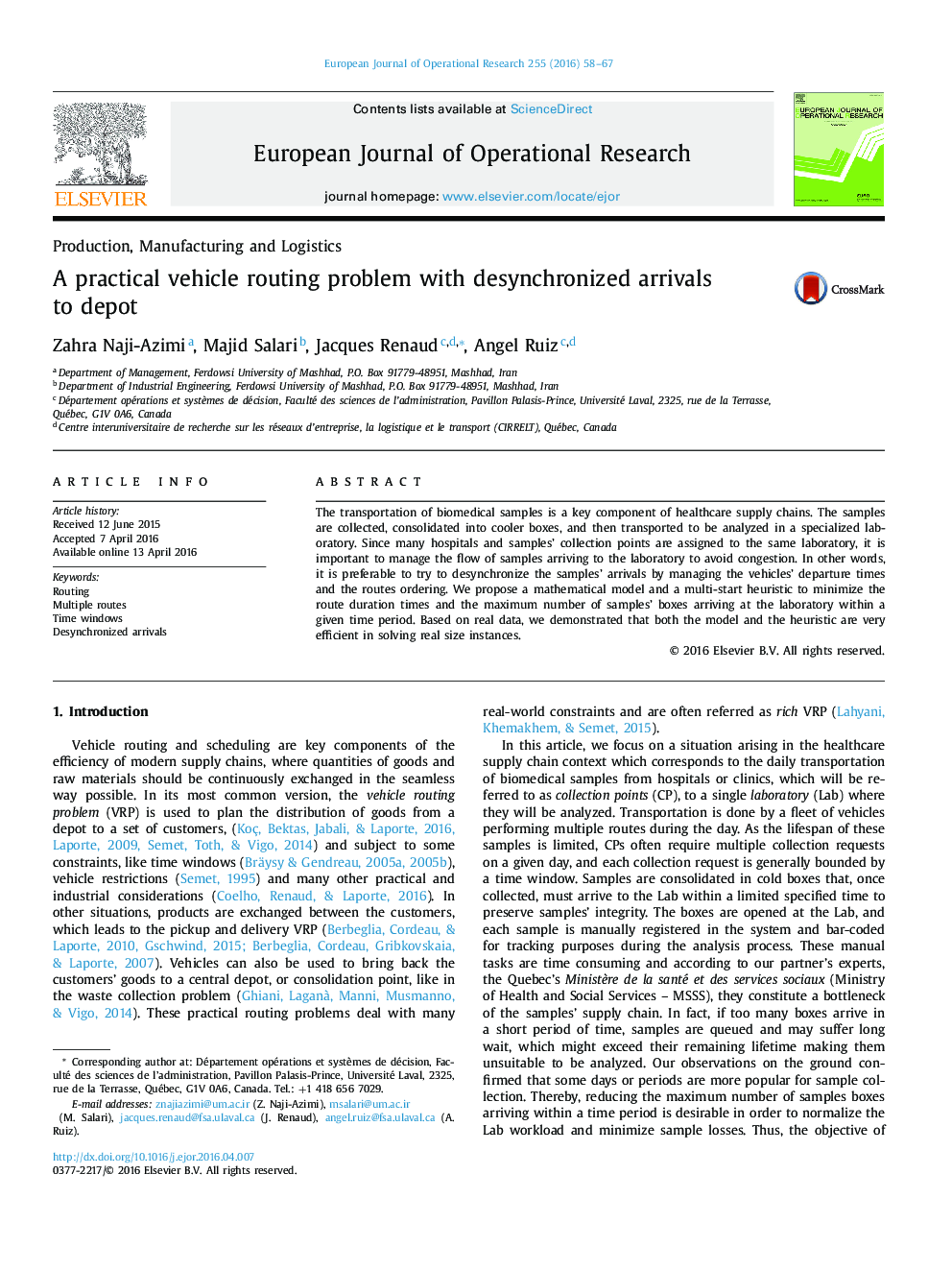 A practical vehicle routing problem with desynchronized arrivals to depot