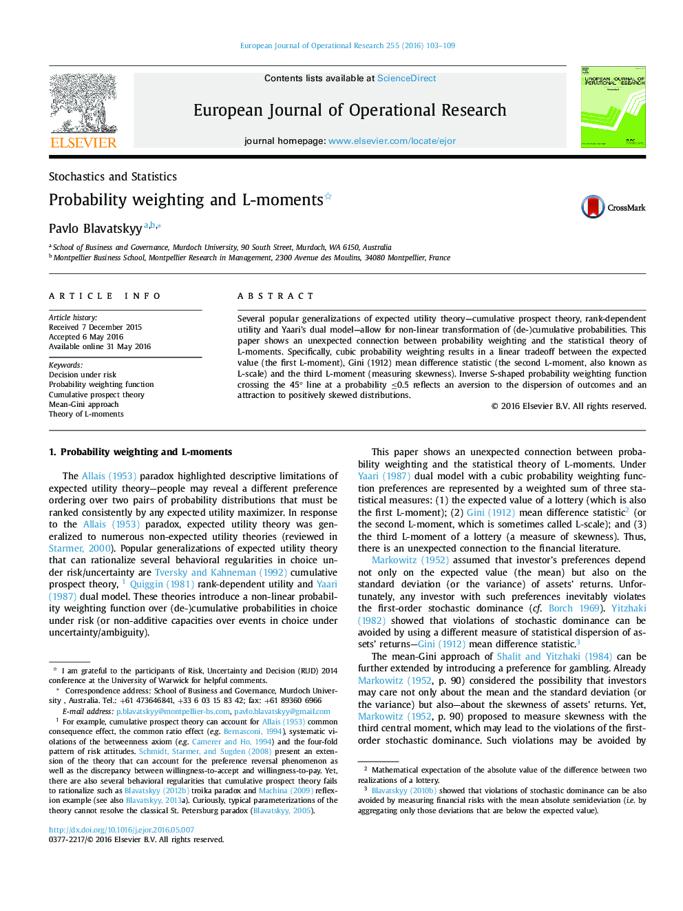 Probability weighting and L-moments 