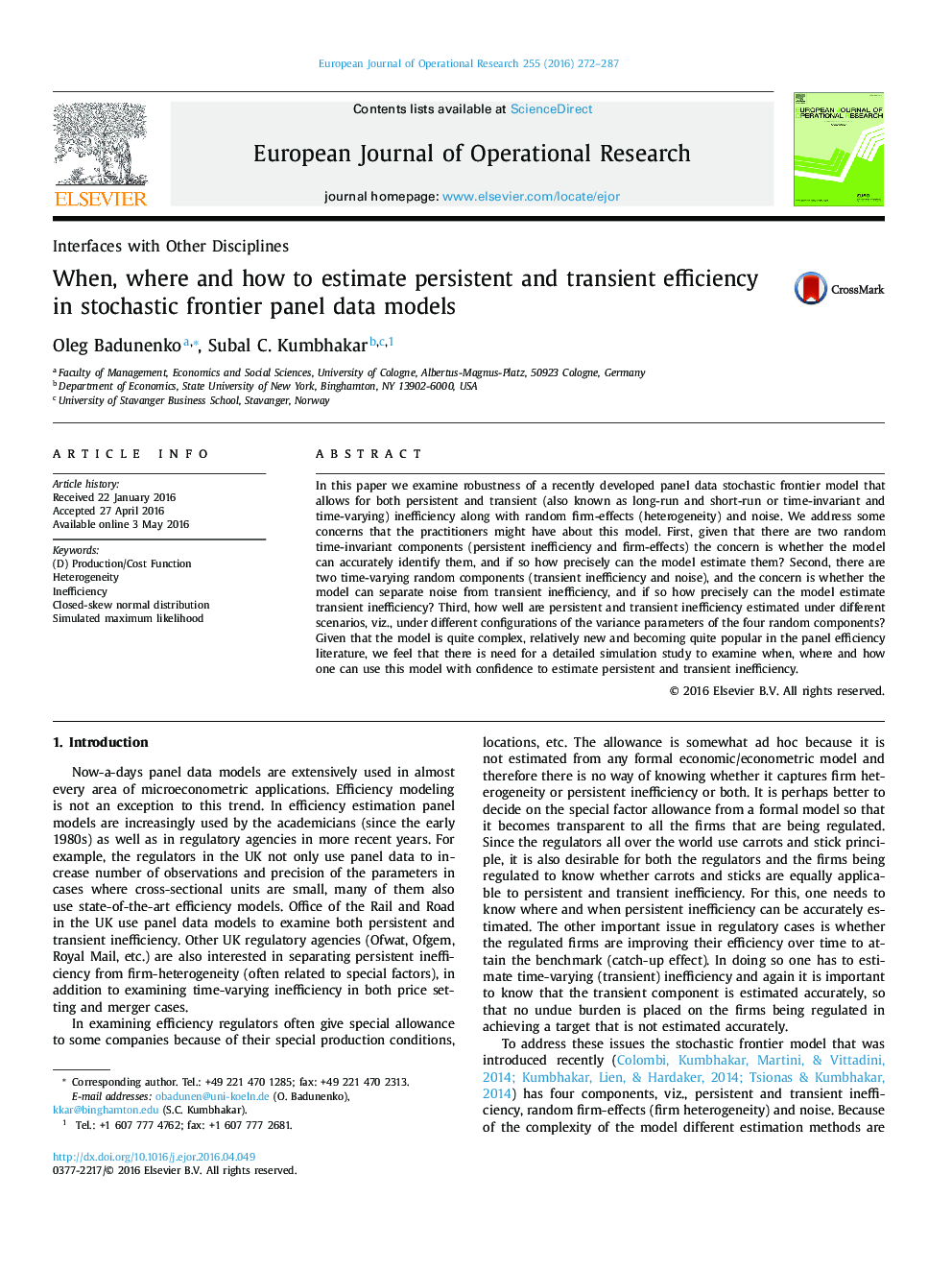 When, where and how to estimate persistent and transient efficiency in stochastic frontier panel data models