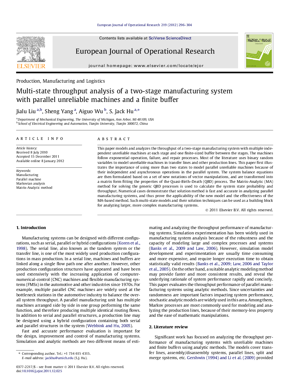 Multi-state throughput analysis of a two-stage manufacturing system with parallel unreliable machines and a finite buffer