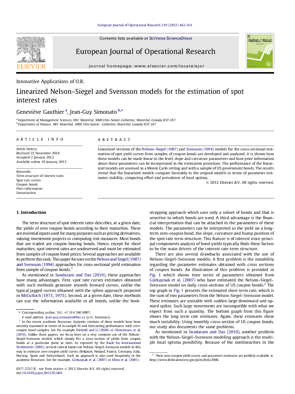 Linearized Nelson–Siegel and Svensson models for the estimation of spot interest rates