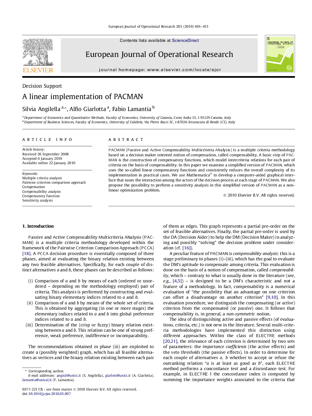 A linear implementation of PACMAN