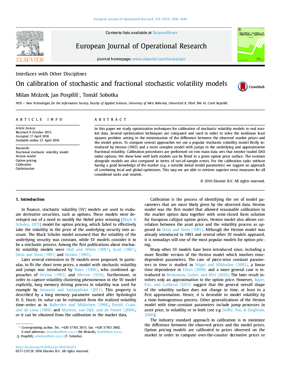 On calibration of stochastic and fractional stochastic volatility models