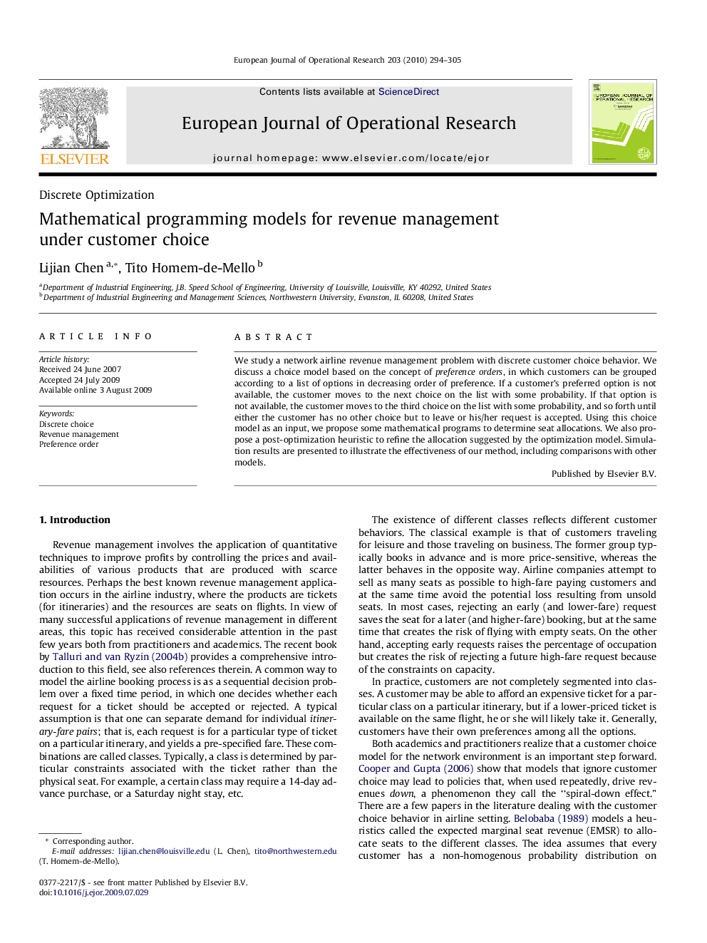 Mathematical programming models for revenue management under customer choice