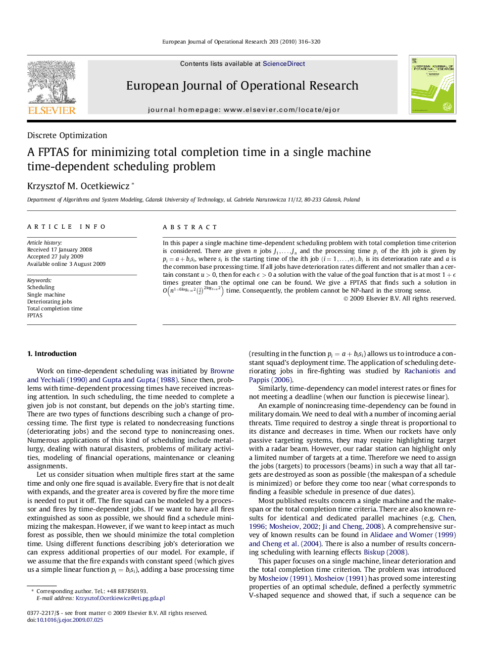 A FPTAS for minimizing total completion time in a single machine time-dependent scheduling problem