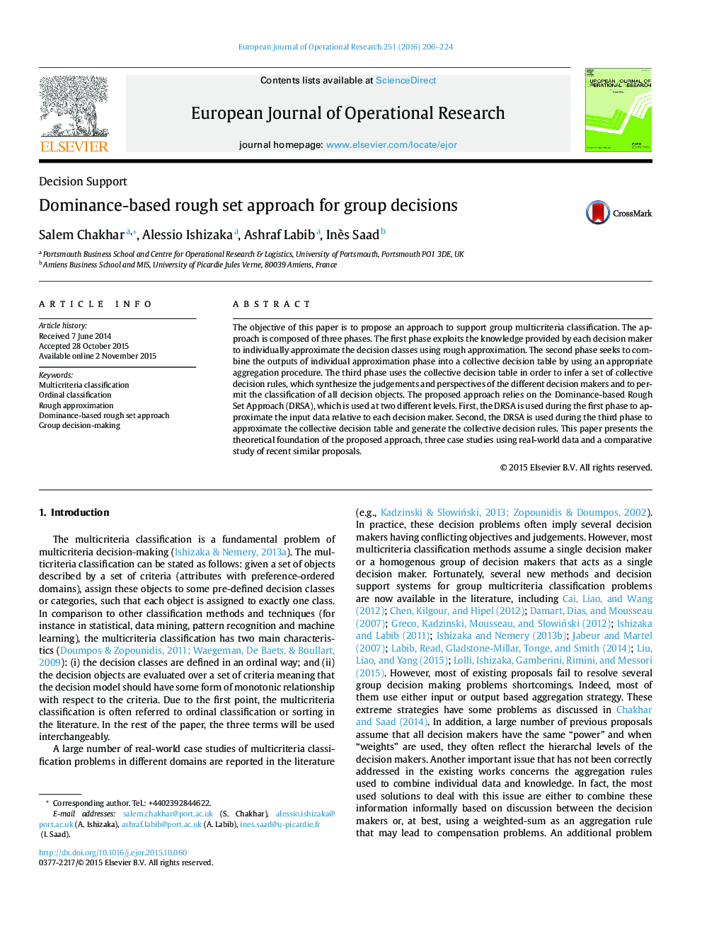 Dominance-based rough set approach for group decisions