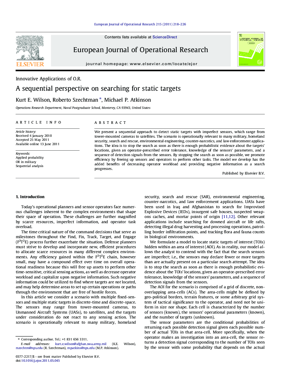 A sequential perspective on searching for static targets