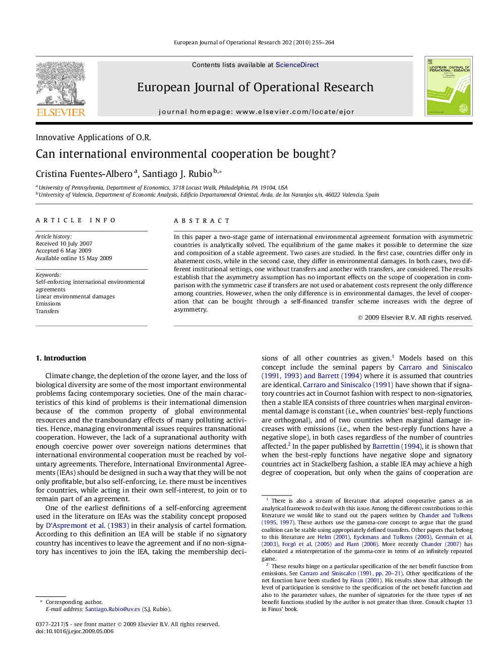 Can international environmental cooperation be bought?