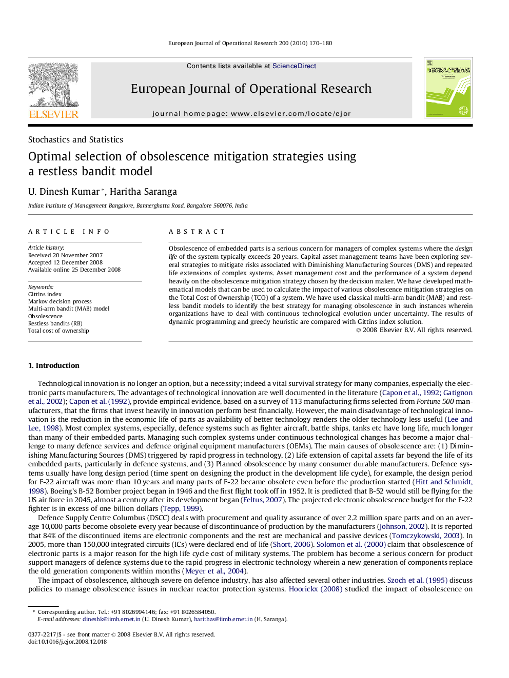 Optimal selection of obsolescence mitigation strategies using a restless bandit model