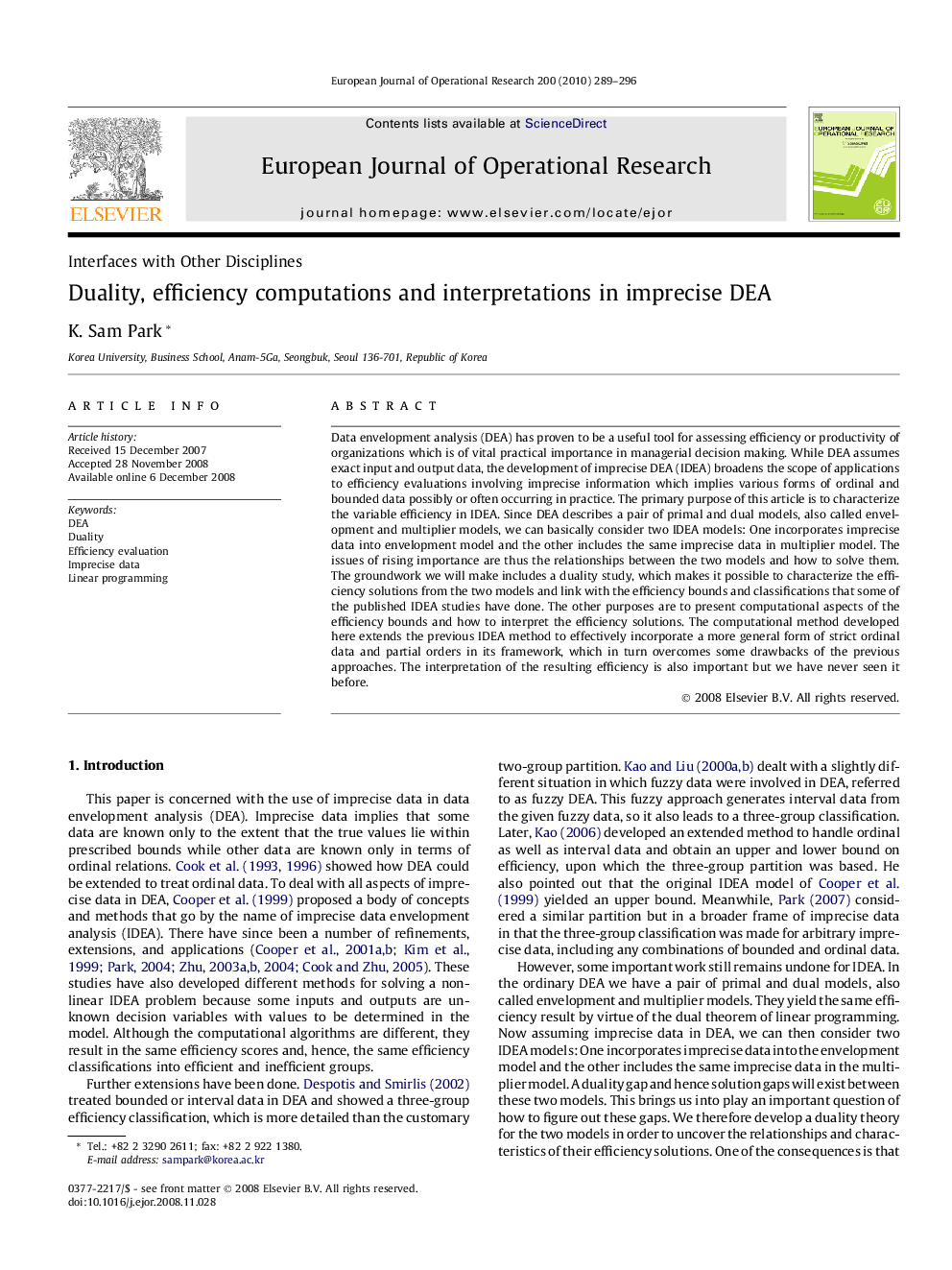 Duality, efficiency computations and interpretations in imprecise DEA