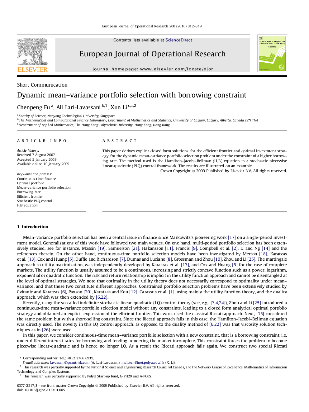 Dynamic mean–variance portfolio selection with borrowing constraint