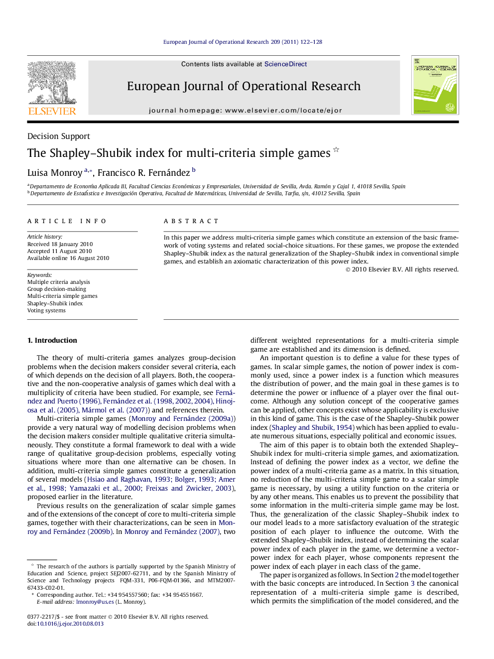 The Shapley–Shubik index for multi-criteria simple games 