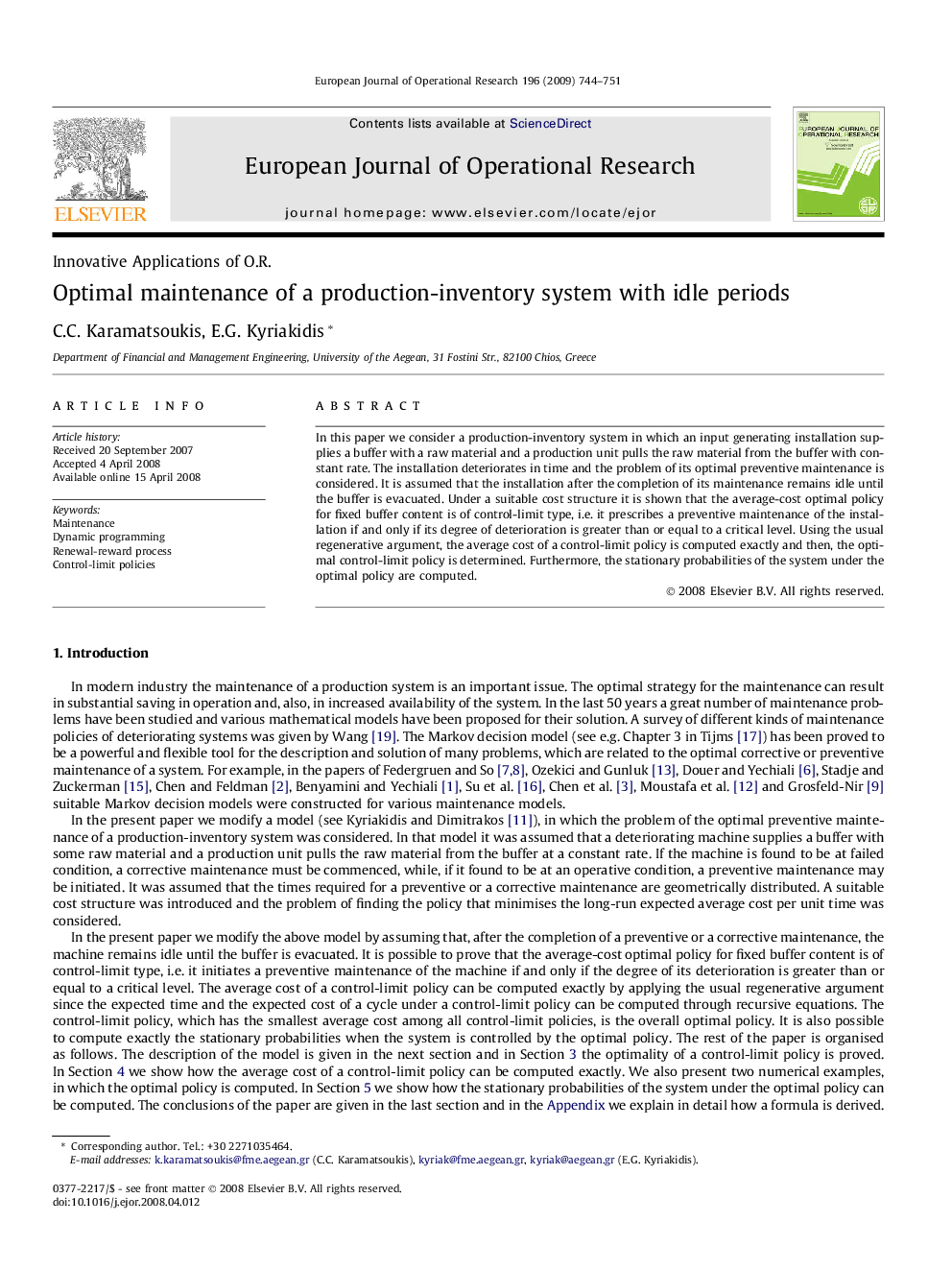 Optimal maintenance of a production-inventory system with idle periods