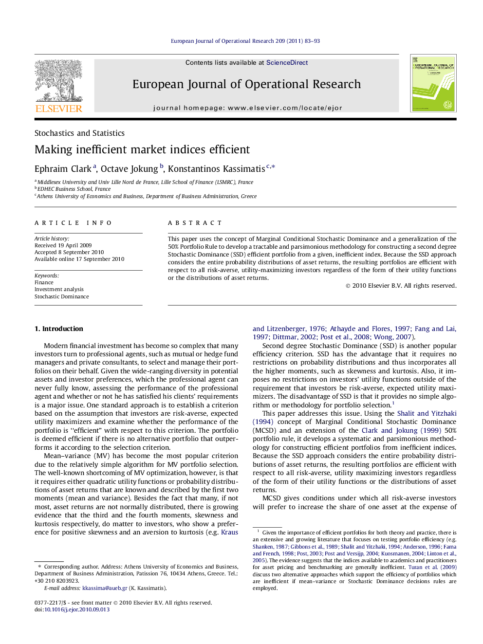 Making inefficient market indices efficient