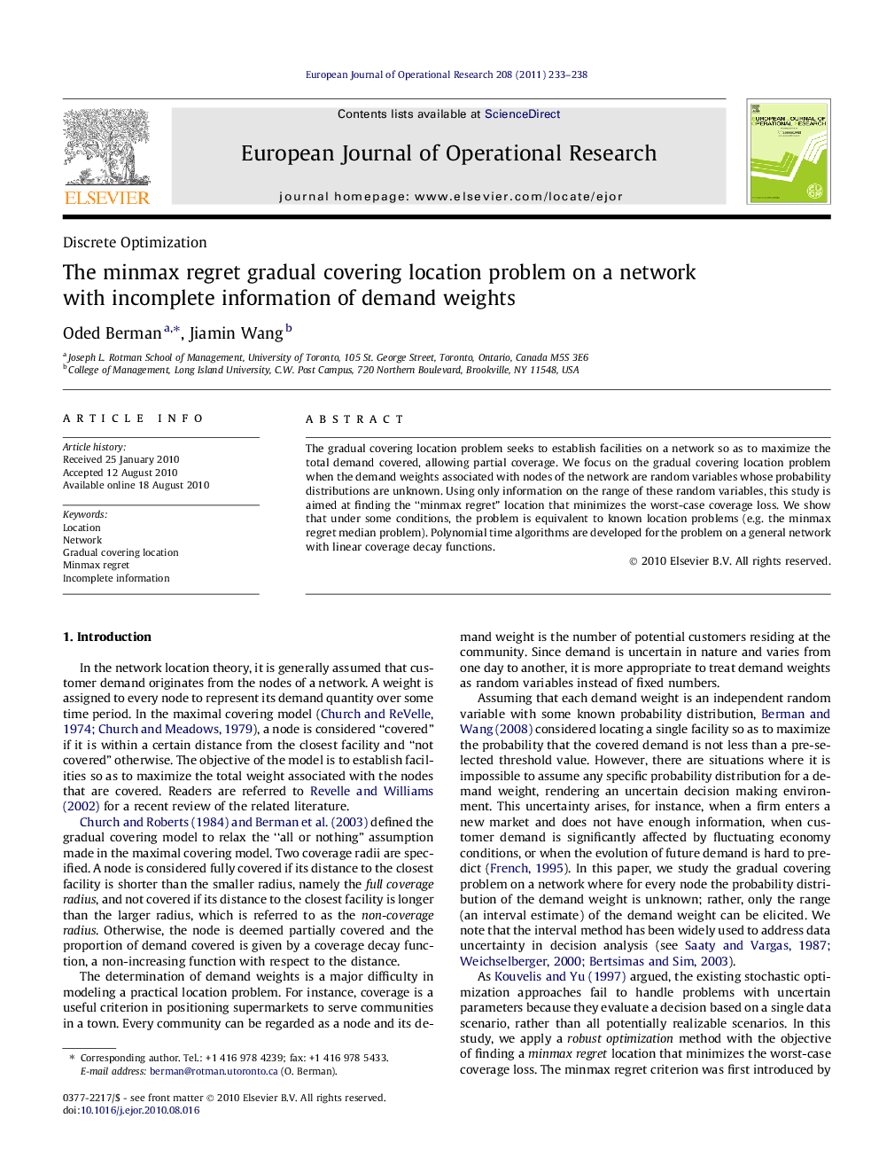 The minmax regret gradual covering location problem on a network with incomplete information of demand weights