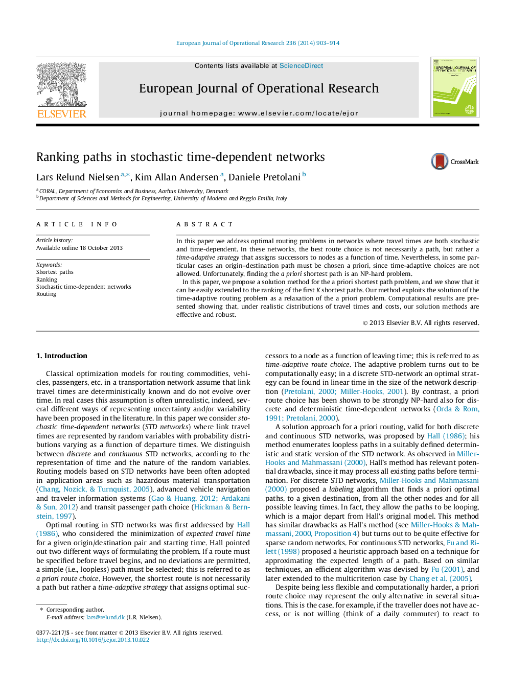 Ranking paths in stochastic time-dependent networks