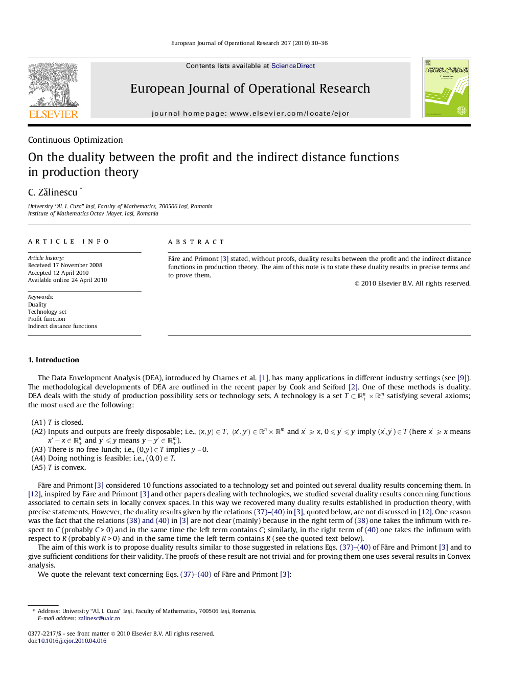 On the duality between the profit and the indirect distance functions in production theory