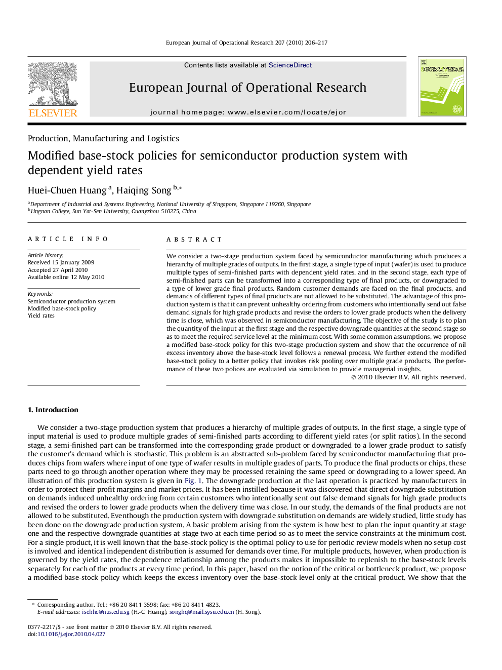 Modified base-stock policies for semiconductor production system with dependent yield rates