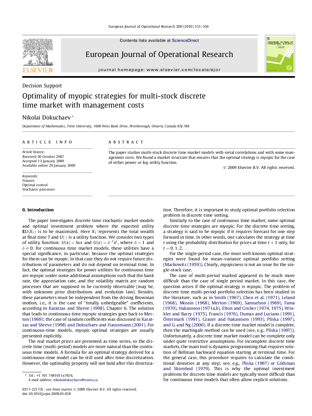 Optimality of myopic strategies for multi-stock discrete time market with management costs