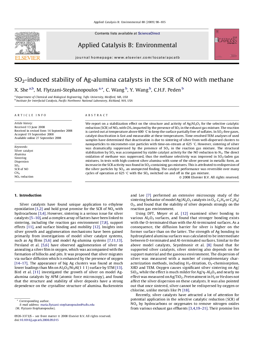 SO2-induced stability of Ag-alumina catalysts in the SCR of NO with methane