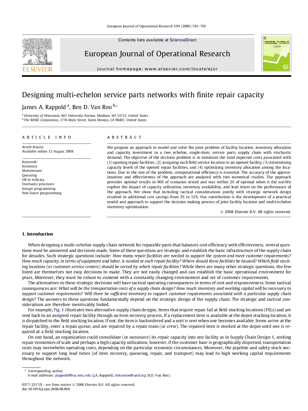 Designing multi-echelon service parts networks with finite repair capacity