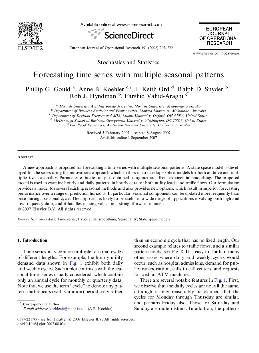 Forecasting time series with multiple seasonal patterns