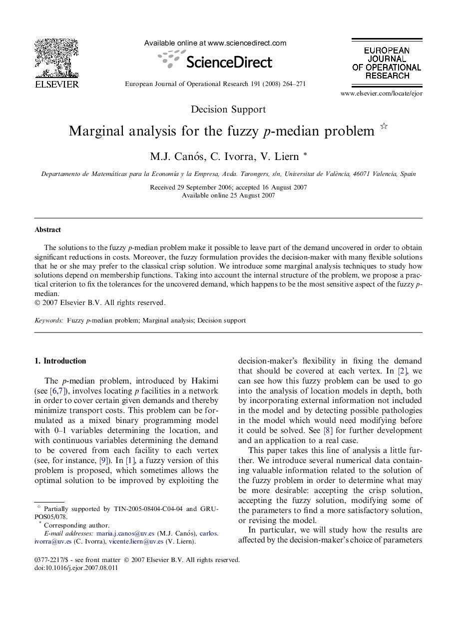 Marginal analysis for the fuzzy p-median problem 