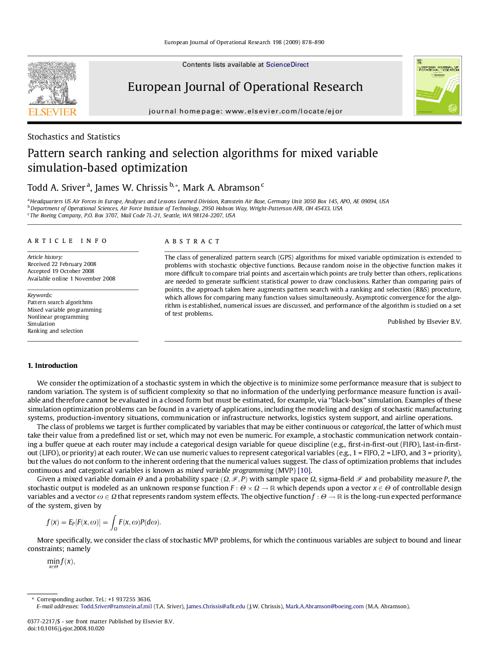 Pattern search ranking and selection algorithms for mixed variable simulation-based optimization