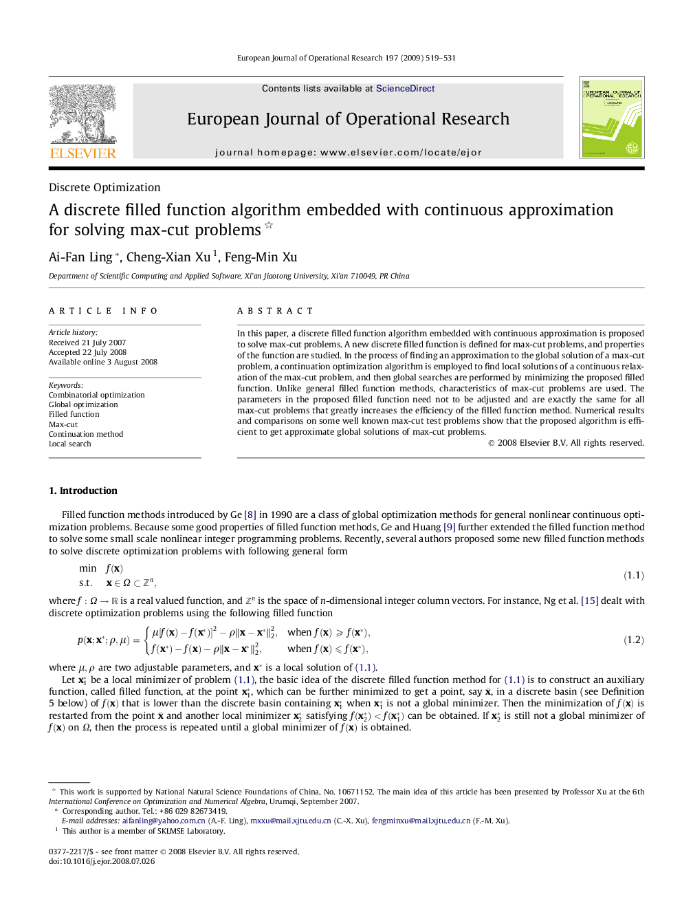 A discrete filled function algorithm embedded with continuous approximation for solving max-cut problems 