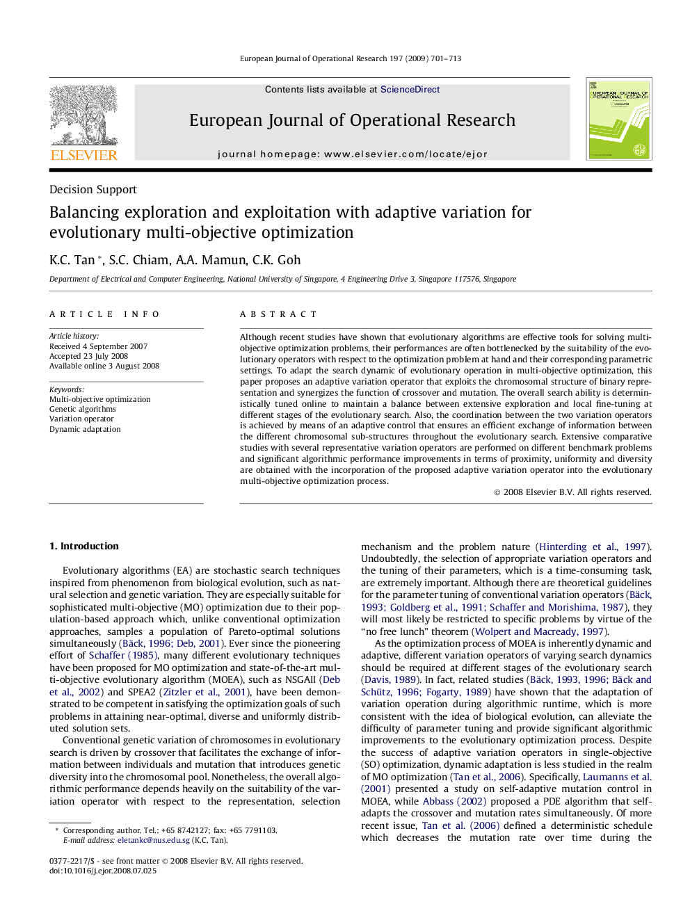 Balancing exploration and exploitation with adaptive variation for evolutionary multi-objective optimization