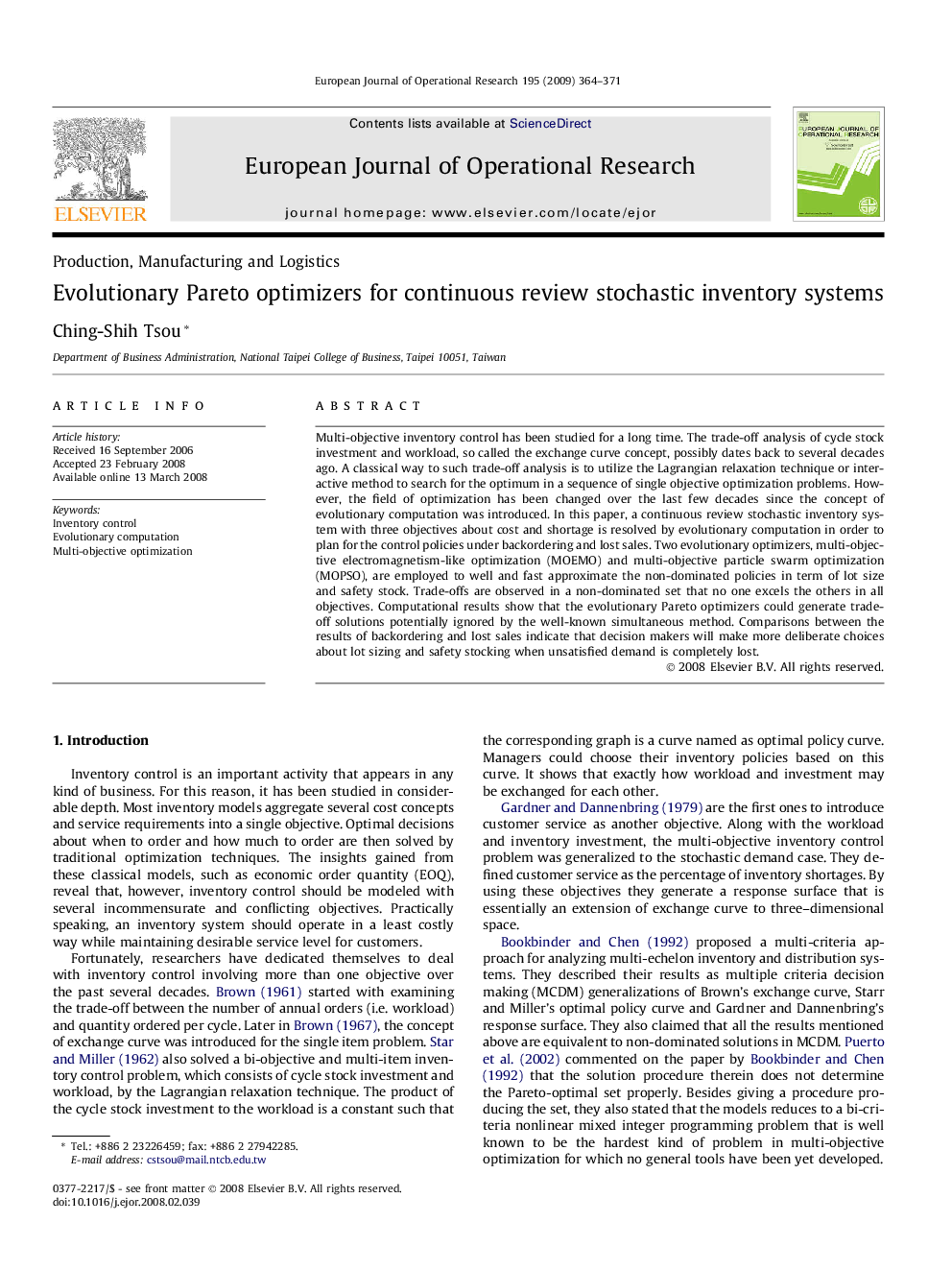 Evolutionary Pareto optimizers for continuous review stochastic inventory systems