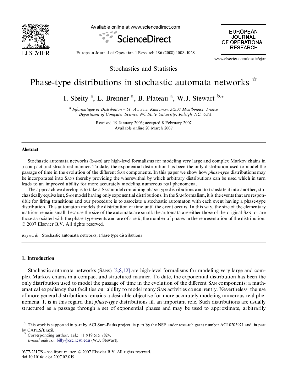 Phase-type distributions in stochastic automata networks 