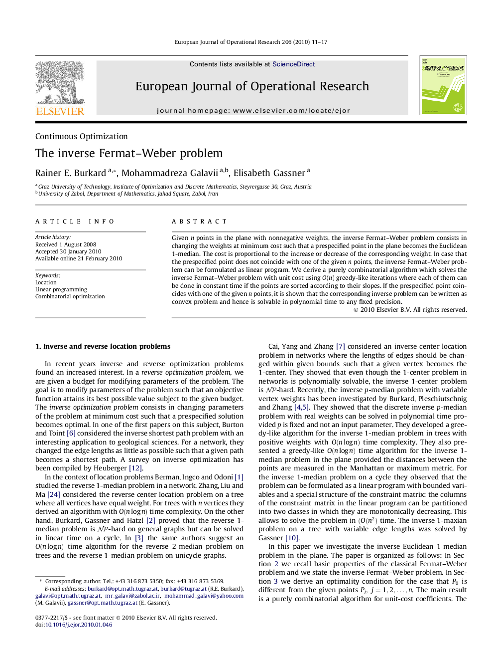 The inverse Fermat–Weber problem