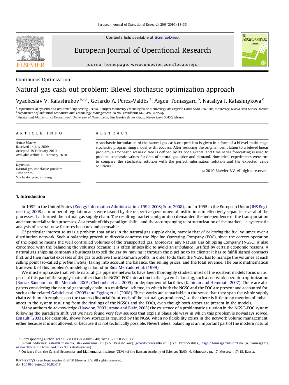 Natural gas cash-out problem: Bilevel stochastic optimization approach