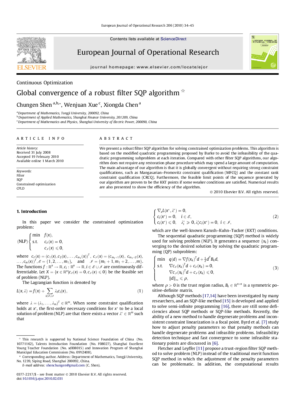 Global convergence of a robust filter SQP algorithm 