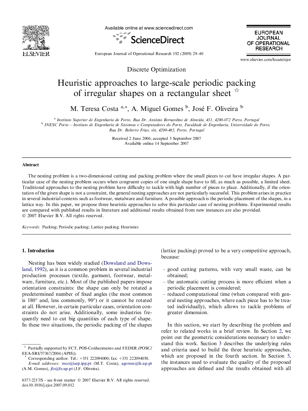 Heuristic approaches to large-scale periodic packing of irregular shapes on a rectangular sheet 