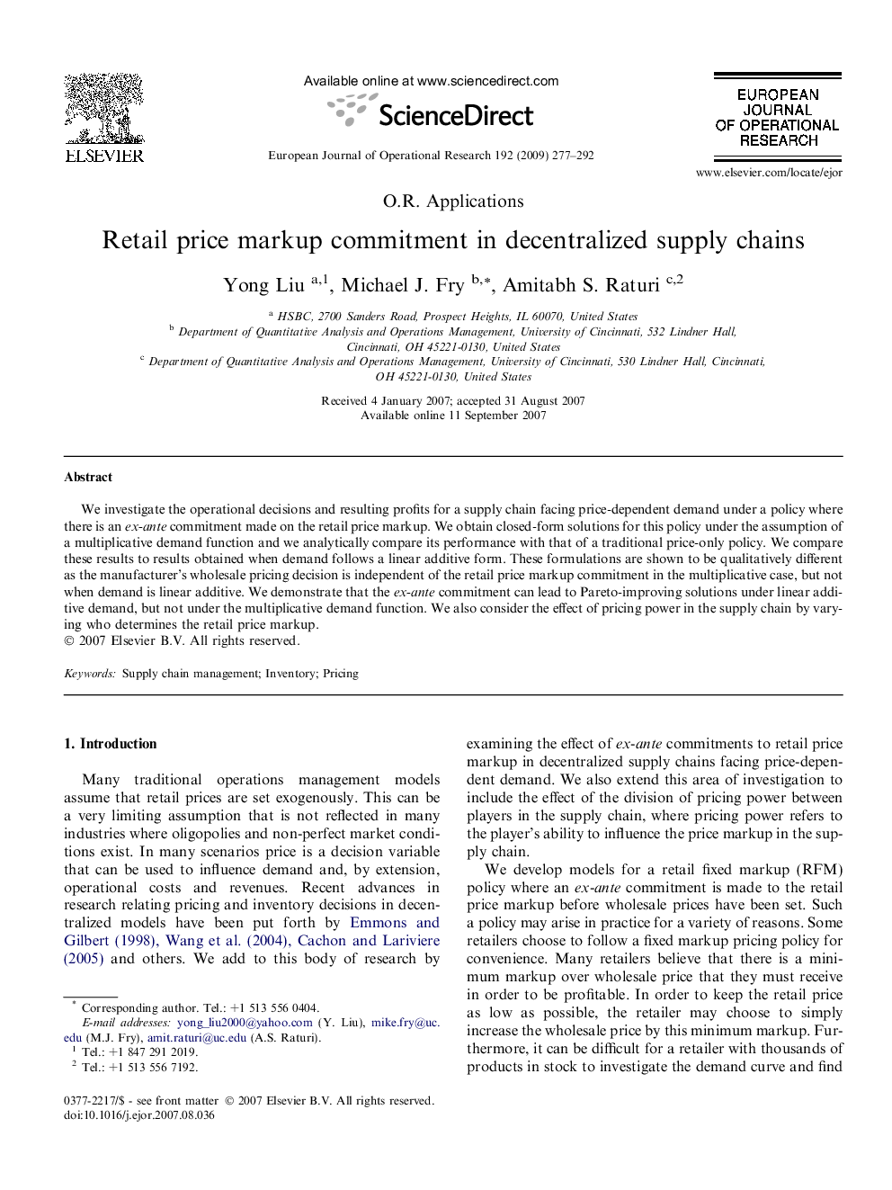 Retail price markup commitment in decentralized supply chains