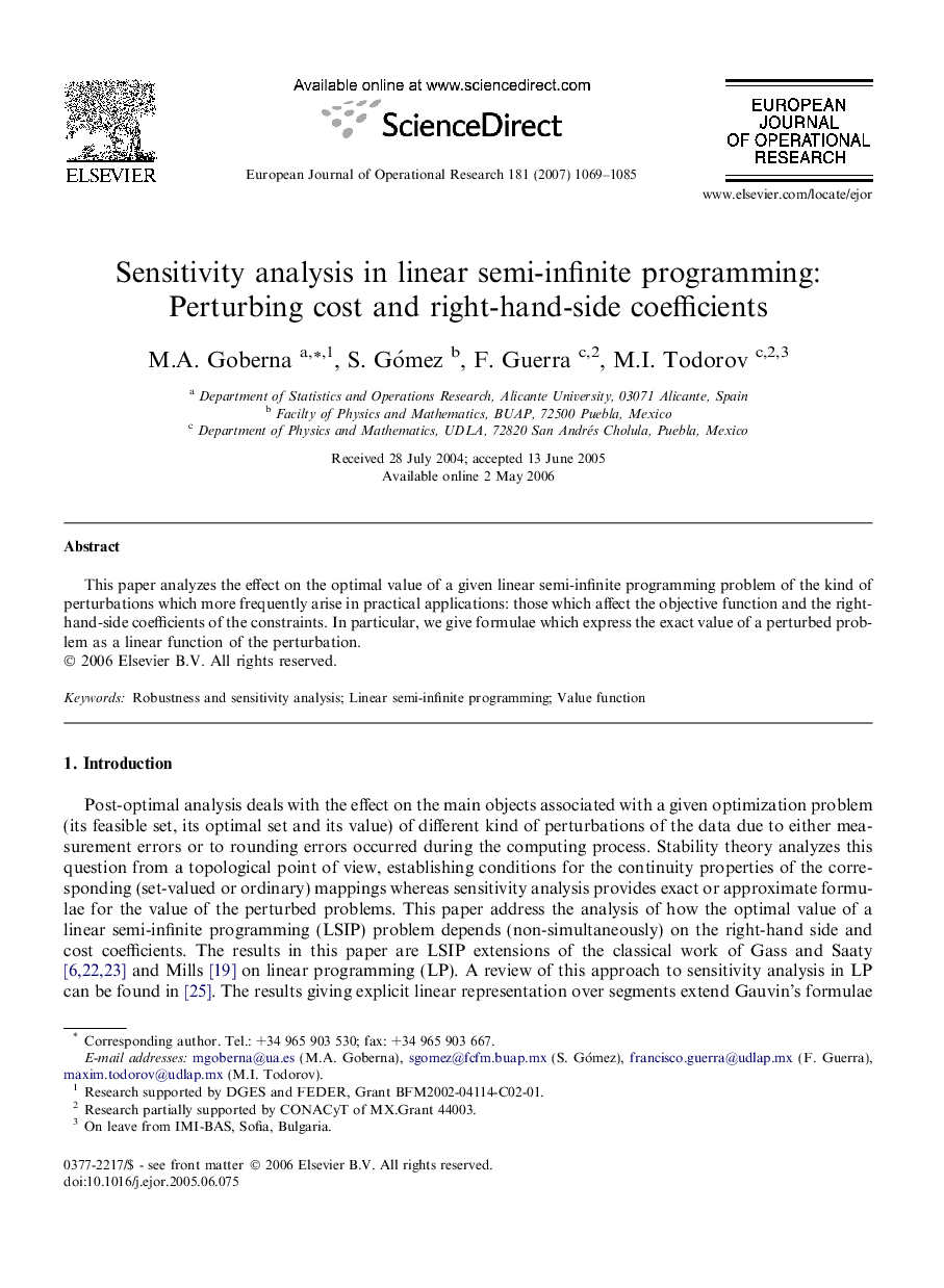 Sensitivity analysis in linear semi-infinite programming: Perturbing cost and right-hand-side coefficients