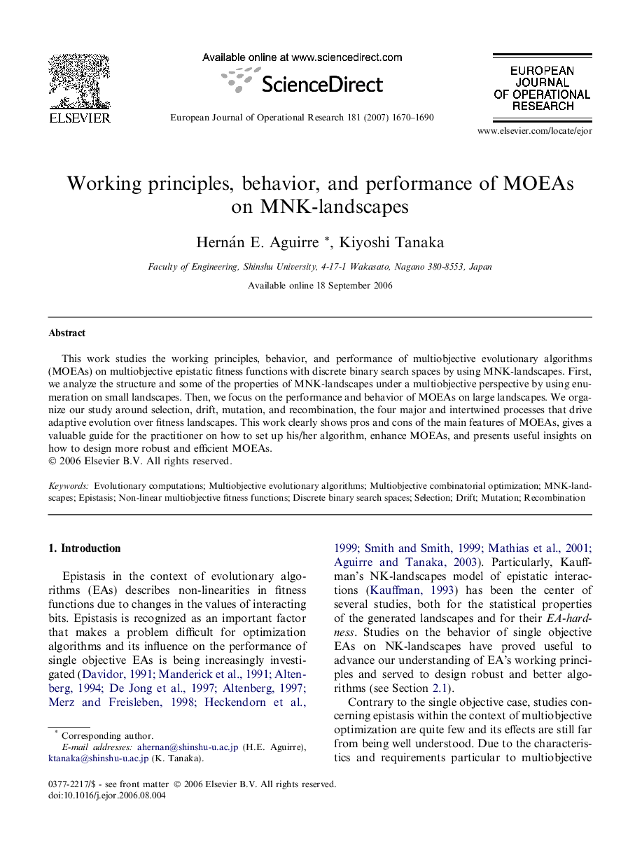 Working principles, behavior, and performance of MOEAs on MNK-landscapes