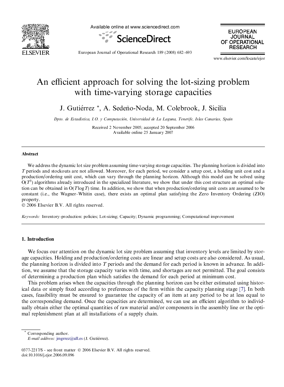 An efficient approach for solving the lot-sizing problem with time-varying storage capacities