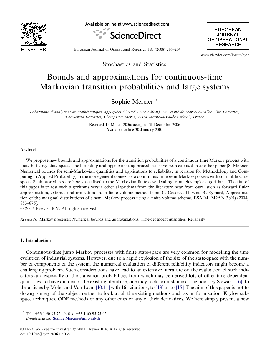 Bounds and approximations for continuous-time Markovian transition probabilities and large systems