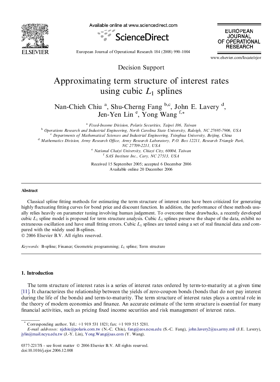 Approximating term structure of interest rates using cubic L1 splines