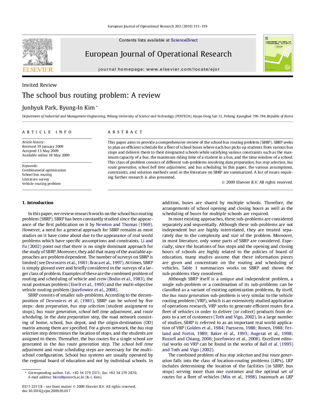 The school bus routing problem: A review