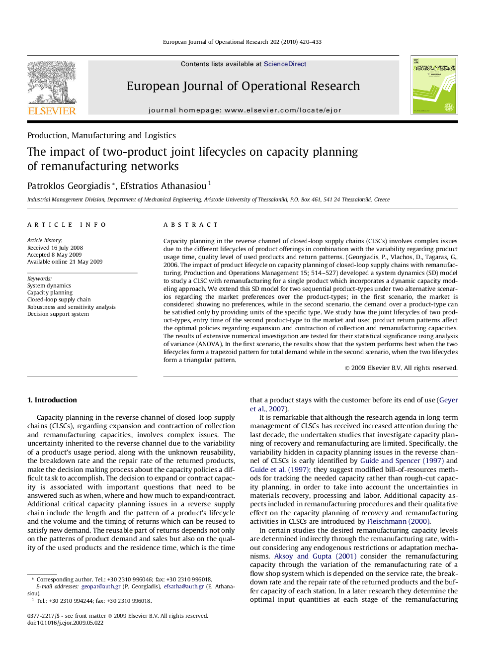 The impact of two-product joint lifecycles on capacity planning of remanufacturing networks