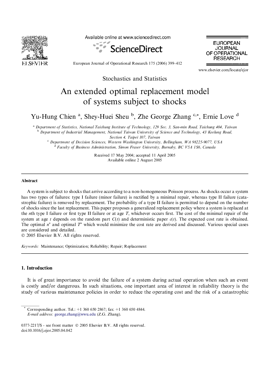 An extended optimal replacement model of systems subject to shocks