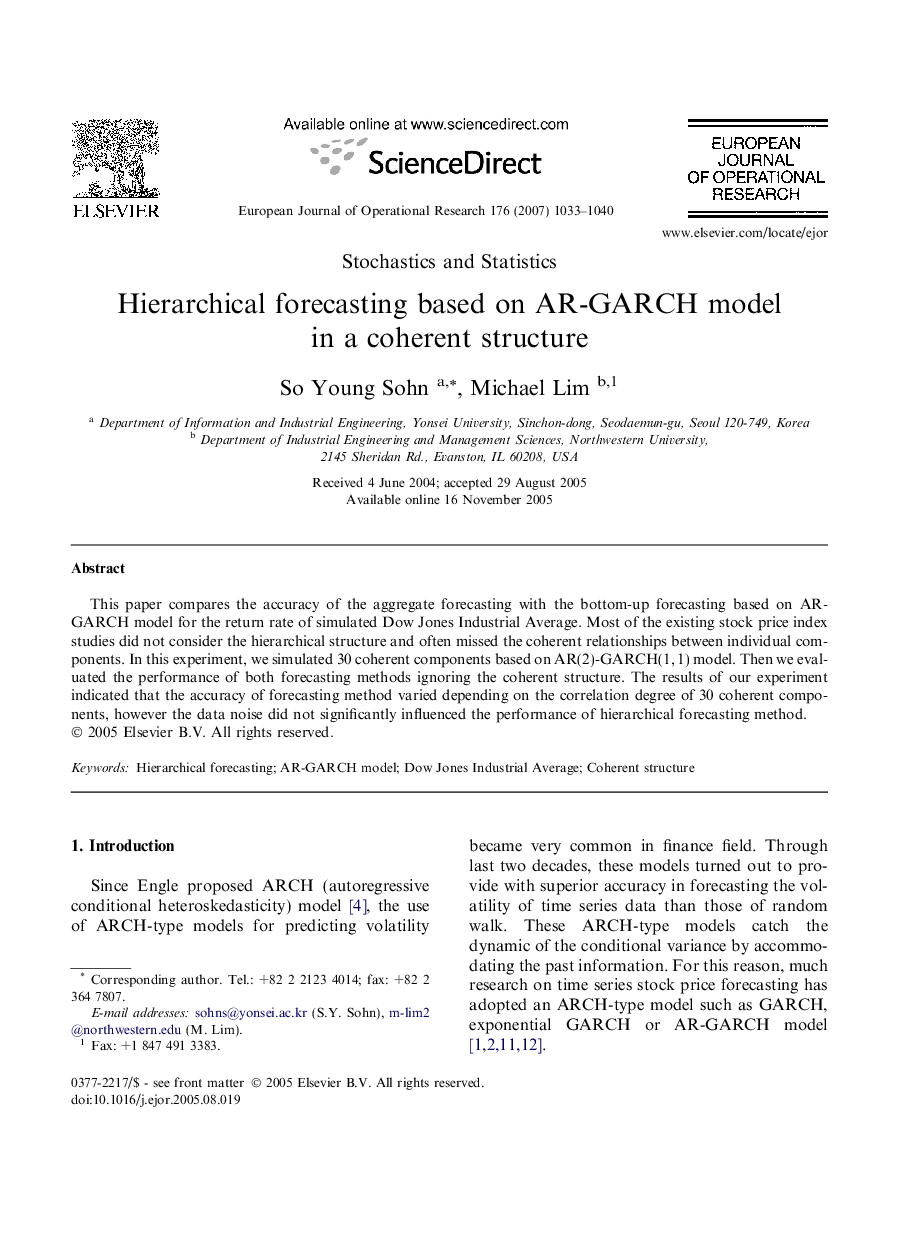 Hierarchical forecasting based on AR-GARCH model in a coherent structure