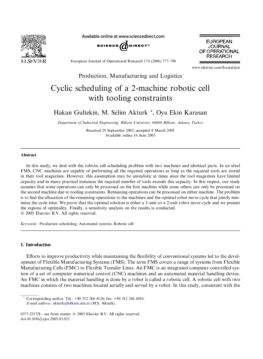 Cyclic scheduling of a 2-machine robotic cell with tooling constraints