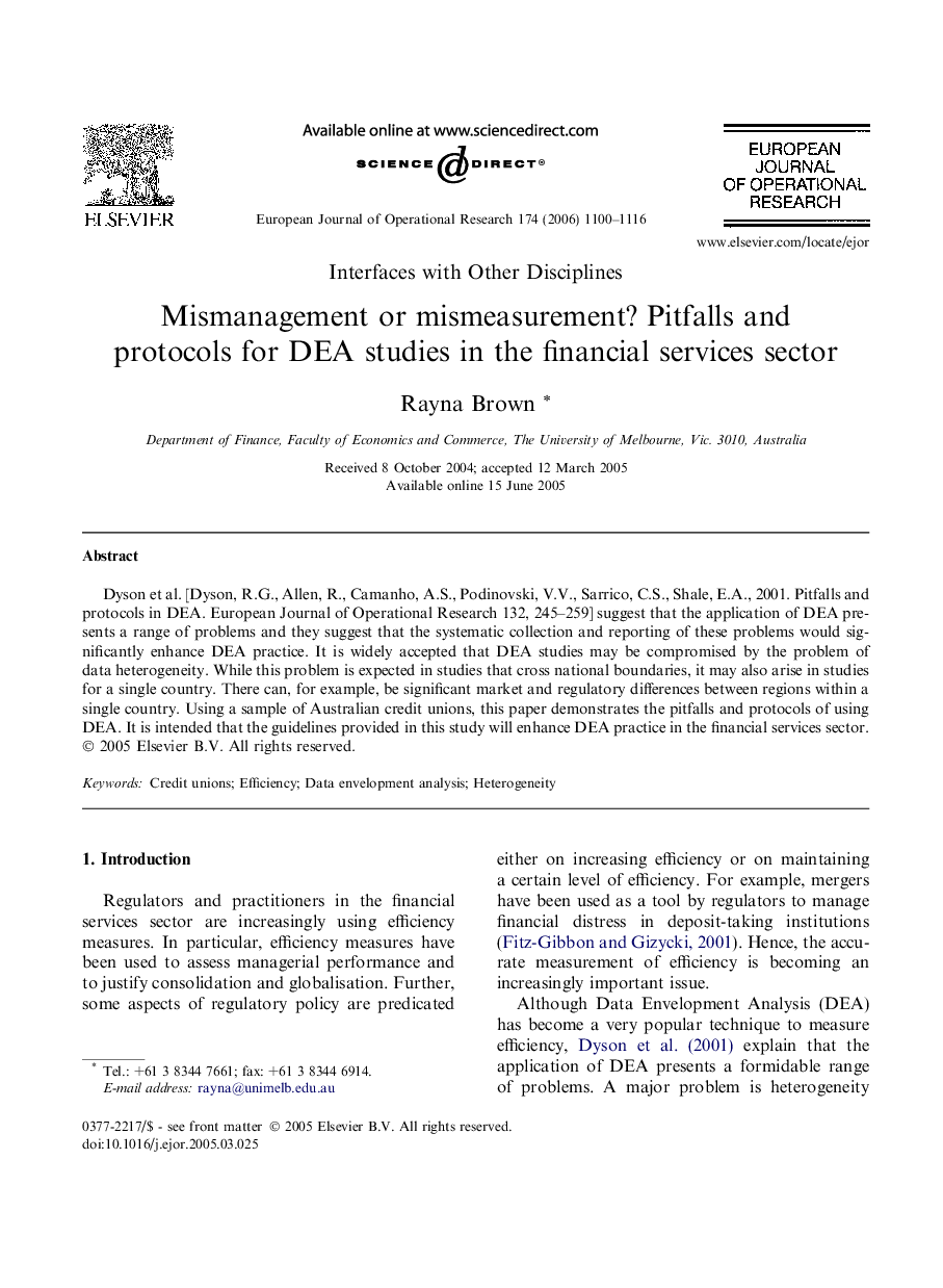 Mismanagement or mismeasurement? Pitfalls and protocols for DEA studies in the financial services sector